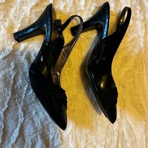 Elegant Black Patent Leather Slingback Heels